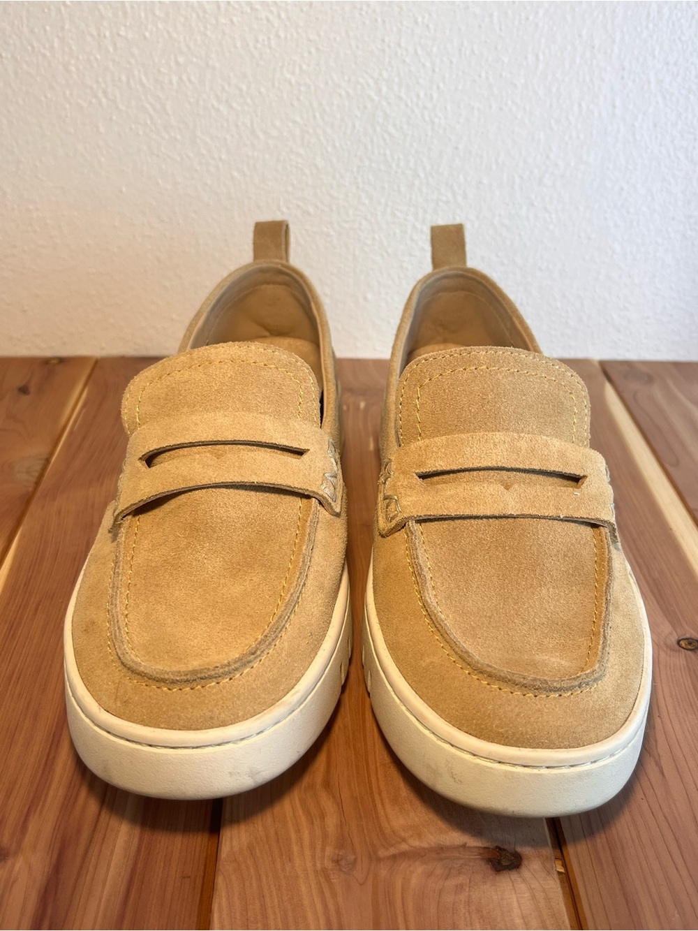 Vionic Tan Suede Penny Slip-On Loafers
